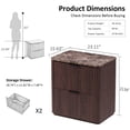 thumbnail image 2 of Hvoonc 24" Tall 2 Drawer Fluted Walnut Nightstands for Bedroom Set of 2, Faux Marble Top Gold Handles Bedside Table Modern Furniture, 2 of 6