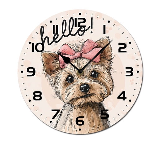 ZXCXRQFa Cute Puppy Girl Wall Clocks Battery Operated 10 Inch Silent Non-Ticking Quiet Desk Clock Decor for Living Room Home Office School Kitchen