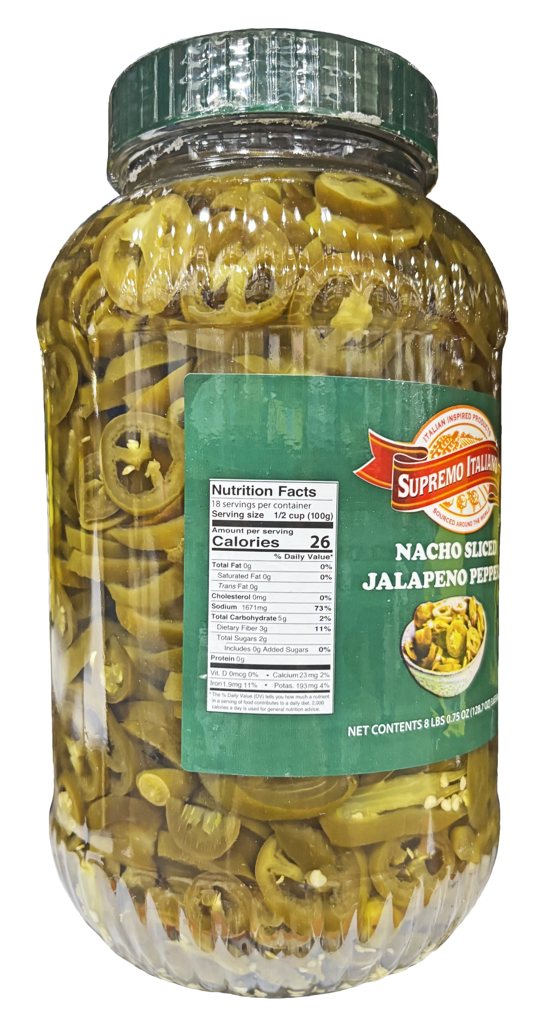 Supremo Italiano Nacho Sliced Jalapeno Peppers | Kosher | 1 Gallon