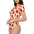 thumbnail image 2 of KLL Women 's Crew Neck Bodysuit Jumpsuits Tomatoes And Chili Print Short onesies Stretch T Shirts, 2 of 7