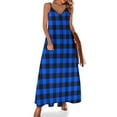 thumbnail image 2 of Blue Plaid Dress Retro Checkerboard Aesthetic V Neck Bohemia Long Dresses Women Custom Vintage Maxi Dress Large Size 5XL, 2 of 7