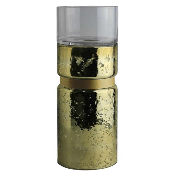 A&B Home Gold Cylindrical Glass Candleholder 5.9" x 5.9" x 15.2"