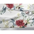 thumbnail image 3 of Soimoi White polyester Crepe Fabric Leaves & Peony Floral Printed Craft Fabric by the Yard 42 Inch Wide, 3 of 3