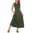 thumbnail image 2 of Vestidos sin mangas Inspire Chic para mujer, con botones, corte acampanado, estilo casual, largos, atuendos de verano, talla XL, verde militar, 2 of 6