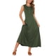thumbnail image 2 of Vestidos sin mangas para mujer Seta T, con botones, corte acampanado, estilo casual, largos, conjuntos de verano, talla XL, verde ejército, 2 of 6