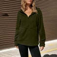 thumbnail image 5 of Otntypg Hoodies for Women Soft Fleece Half Zip Up Hoodie Long Sleeve Loose Fit Casual Pullover Oversized Sweatshirt Hooded Outwear Coat Tops with Pockets Green S, 5 of 9