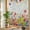 OrangeRed Linen, variant on Pastoral Botanical Privacy Window Film,Decorative Stained Glass Window Film,Watercolor Spring Summer Flowers Rustic Resuable Rainbow Static Cling for Home Bathroom Living Room Glass Door 17.7"x39.3"