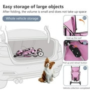 BestPet 3-Wheel Foldable Stroller, Waterproof, Travel-Ready, Ideal for Medium Pets, Pink.
