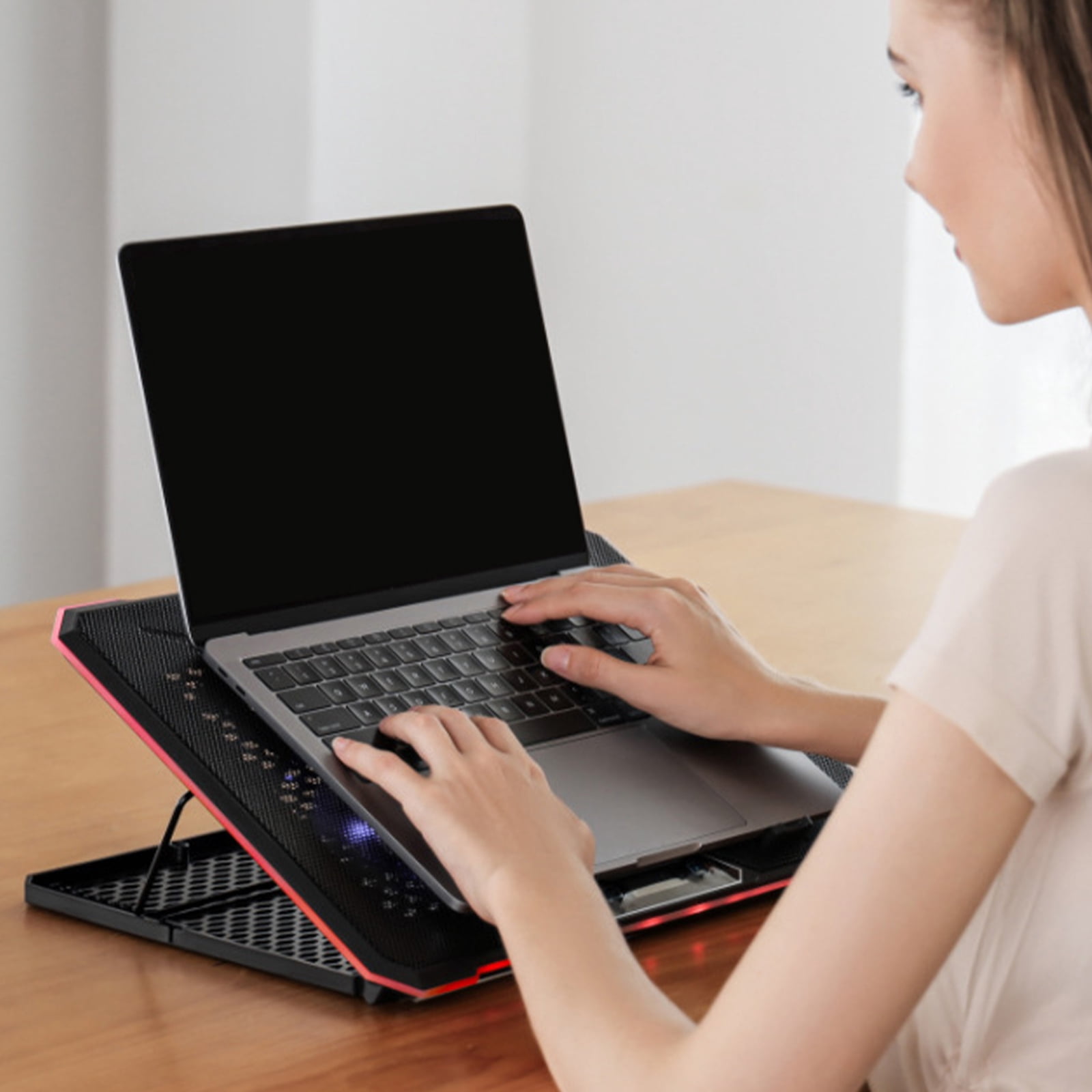 Laptop Cooling Pad Platform with 13 Cooling Fan, Supports 14-21Inch Laptops, Ergonomic with 8Adjustable Height Stand