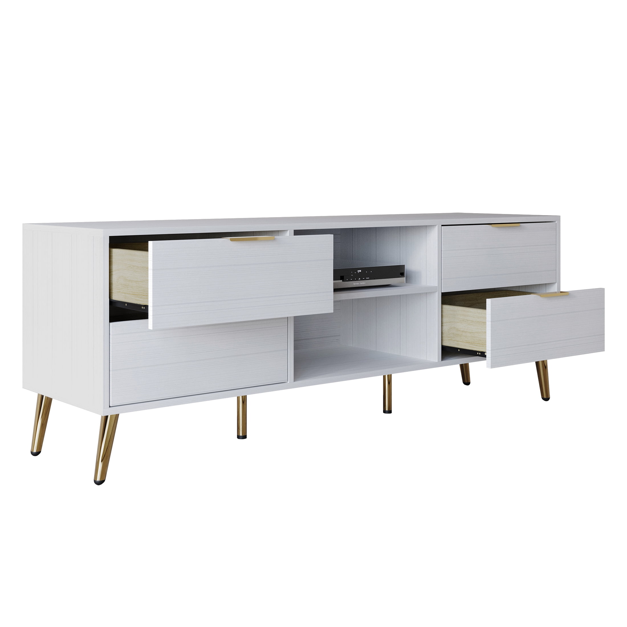 Castle Place Contemporary TV Stand Console for TVs up to 70" , White