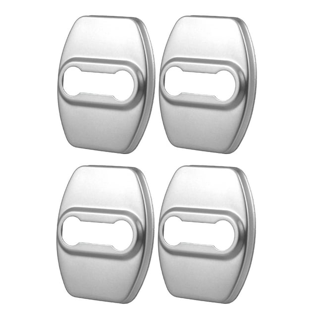 4uds Coche Puerta Cerradura Pestillos Cubierta Puerta Cerradura Protector Plateado Tono