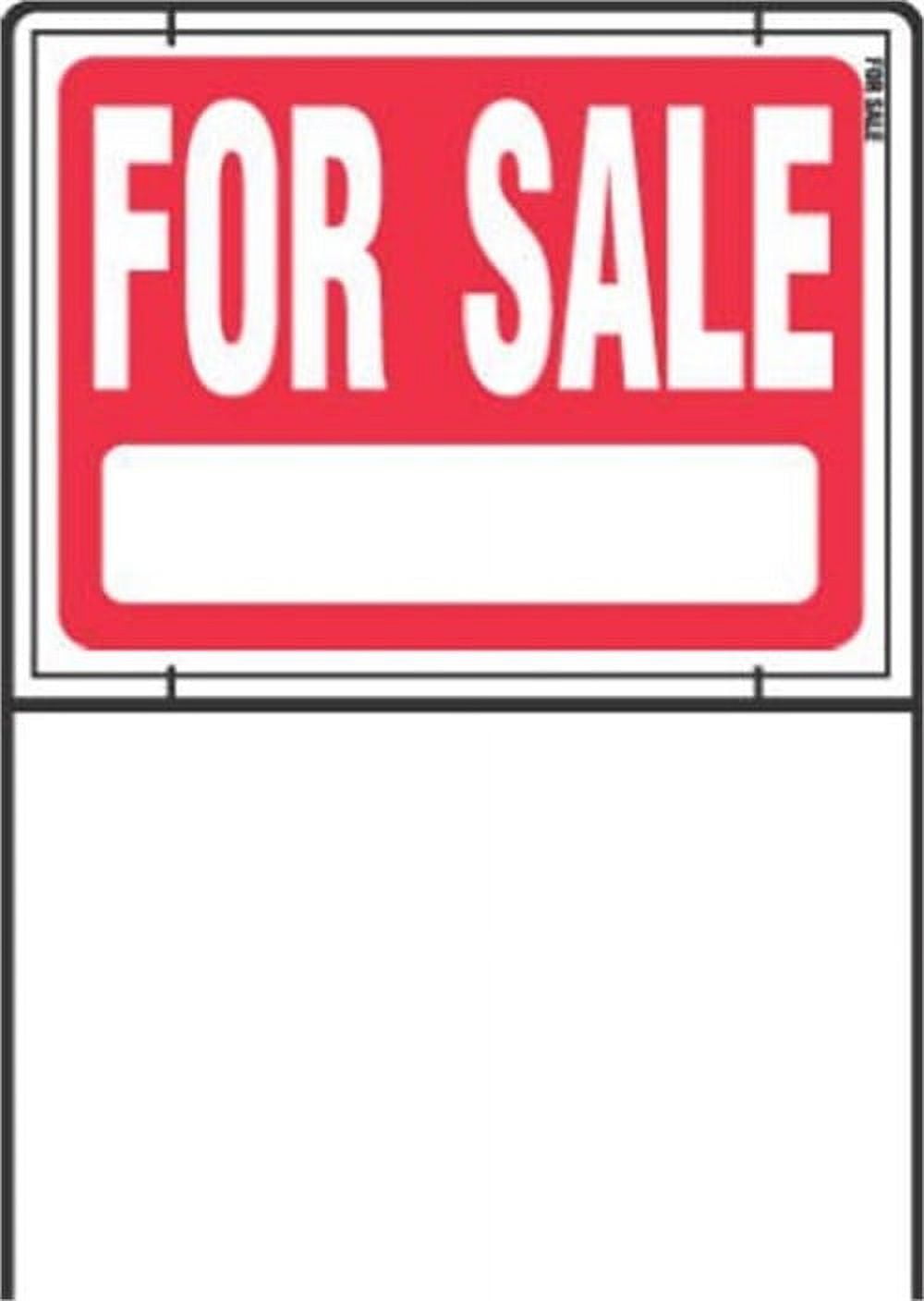 Hy-Ko For Sale Sign With Wire Frame RSF-604 - Outdoor Red/White - 18" x 24" — Indoor & Outdoor Use, NEC-Compliant
