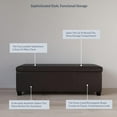 thumbnail image 4 of HLL 47 Inch Storage Ottoman, Faux Leather Storage Bench Bedroom Bench with Safety Close Hinge, Ottoman with Storage for Living Room, Entryway, Hallway, Foot Rest, Support 300lbs Brown/ Faux Leather, 4 of 8