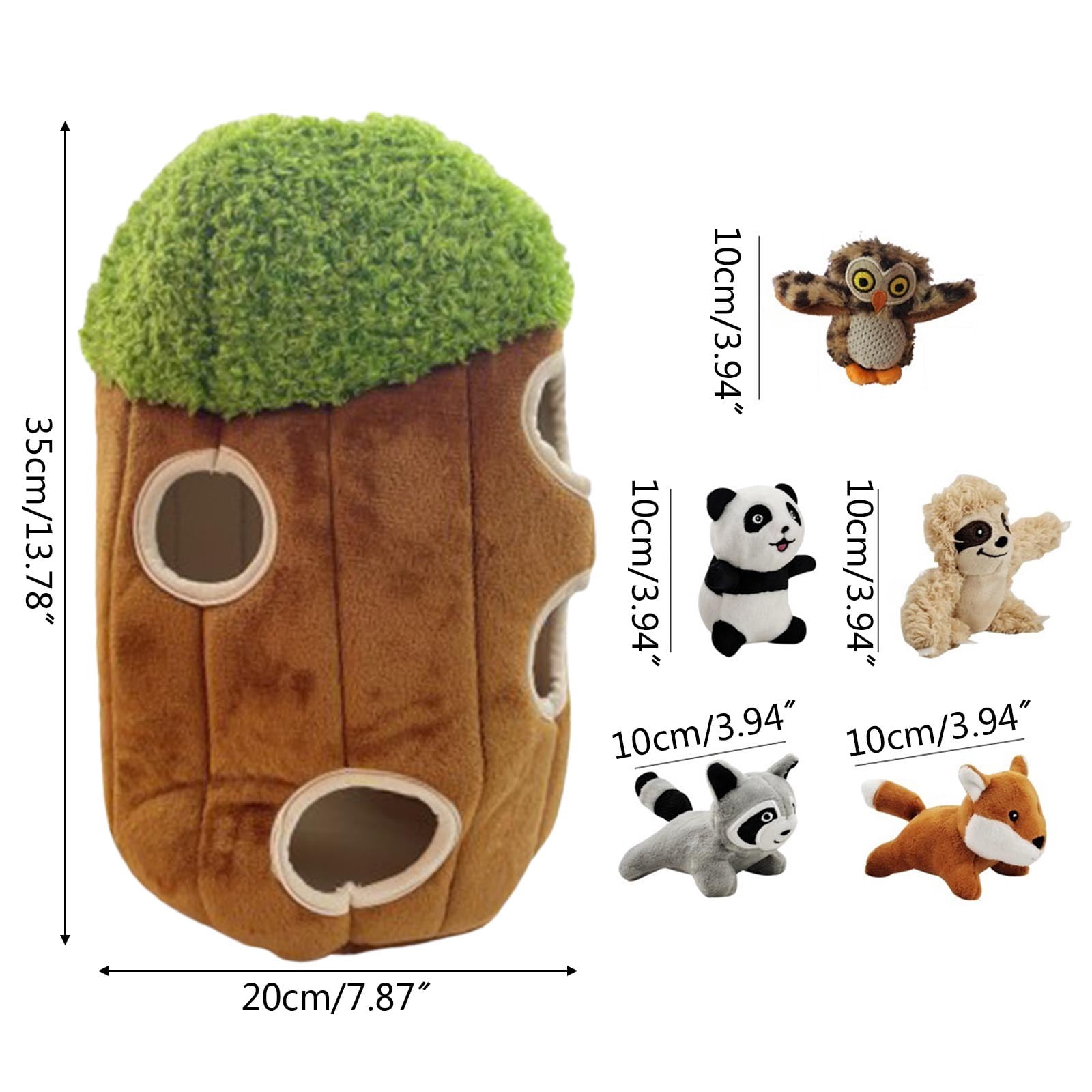 6Pcs/set Interactive Squeaky Hide & Seek Activity Plush Soft Dog Toy Stuffing Burrow Optional Animal