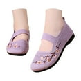 thumbnail image 3 of XIMIN Women's Flower Embroidered Slip On Knitting Flat Loafers Breathable Elastic Mesh Comfy Platform Non Slip Walking Nurse Shoes Casual Walking Sneakers (6.5, Purple), 3 of 9