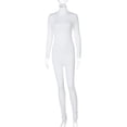 thumbnail image 3 of Manyakai Women's Turtleneck Full Bodycon Jumpsuit Bodysuit Long Sleeve Stretchy Skinny Rompers White S, 3 of 6