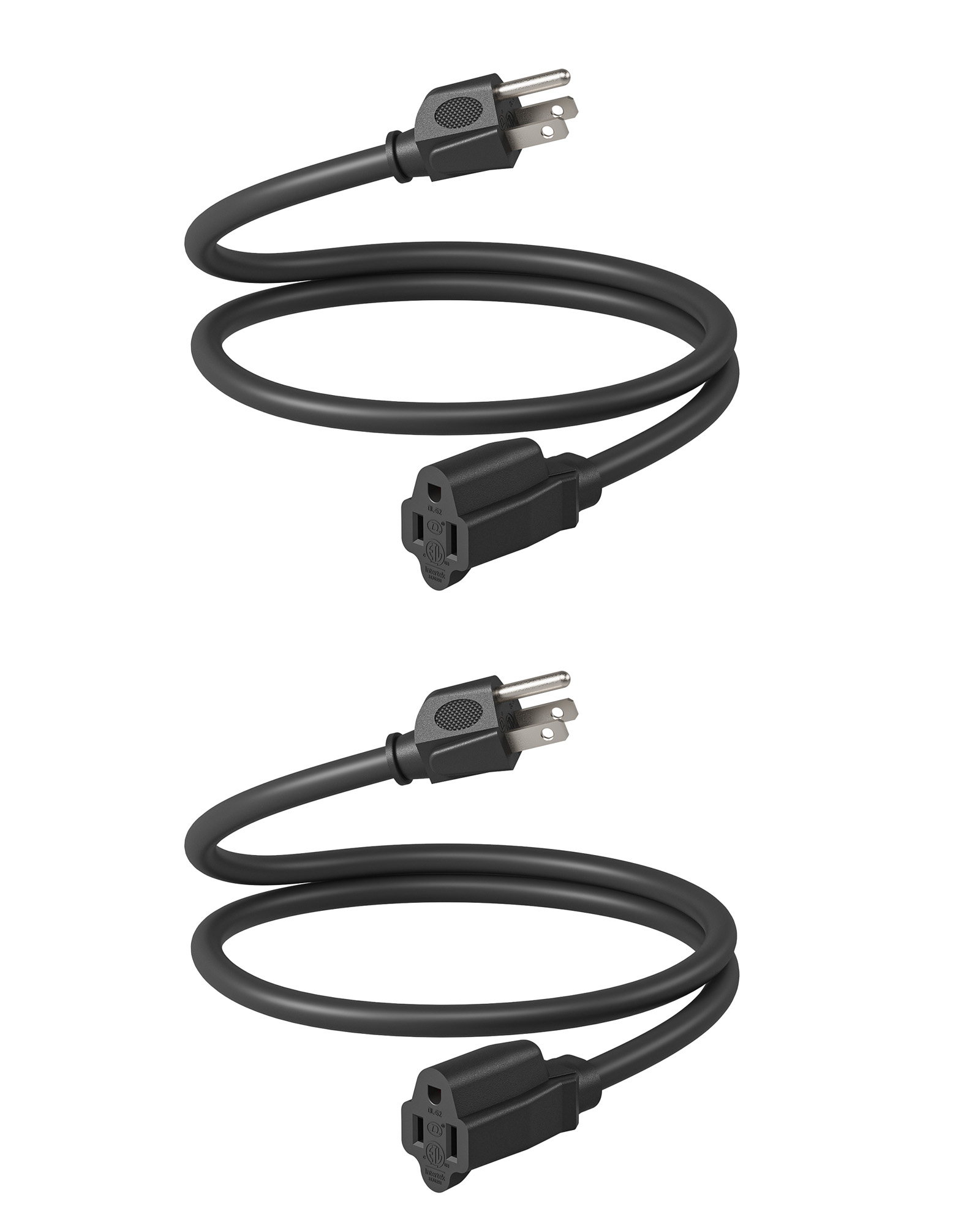 Dewenwils 3ft Extension Cords, 14/3 Gauge, 2 Pack, Black photo 1