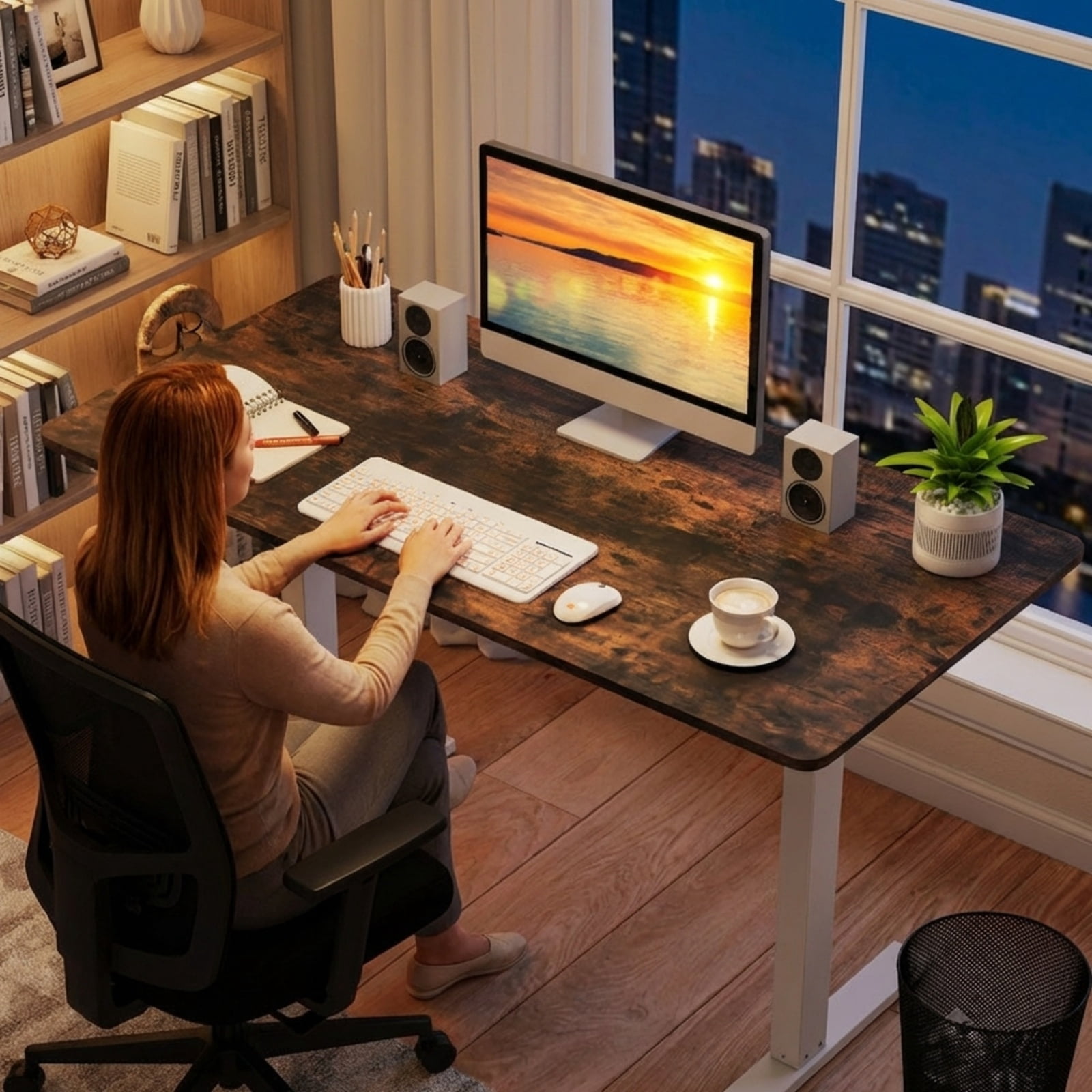 Furnibear Desk Tabletop for Standing Desk, 48 x 24 Inch One-Piece Engineered Wood Desktop for Computer Desk Workbench Bar Table, Rustic Brown