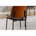 thumbnail image 2 of Dining Chairs Set of 2 Mid Century Modern Retro Faux Leather Chair with Walnut Bentwood Upholstered Seat Metal Legs Adjustable Foot for Kitchen Dining Room Chairs(BLACK), 2 of 5