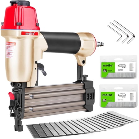 Meite 18Ga Pneumatic Nailer Brad Finish Gun for Window Door Installations Home Furniture Wood Working with free nails