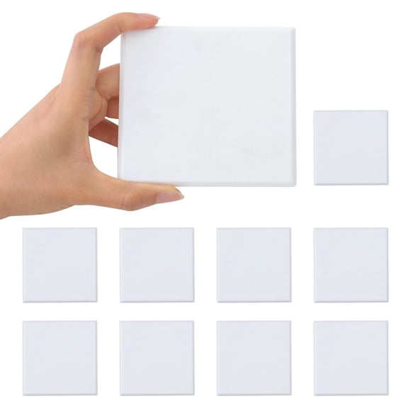 HOME MASTER HARDWARE Self Adhesive Wall Protector Square 4 inch, 10 Pack Door Handle Wall Shield Guard Door Stop, Rigid Vinyl Wall Protection Pad Whi