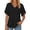 Black, variant on Women T-Shirts Elegant Solid Color Summer T Shirt With Petal Short Sleeve And Stylish V-Neckline Stylish Tops