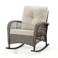 thumbnail image 5 of MeetLeisure Patio Wicker Outdoor Lounge Rocking Chair with Cushion, Beige, 5 of 8