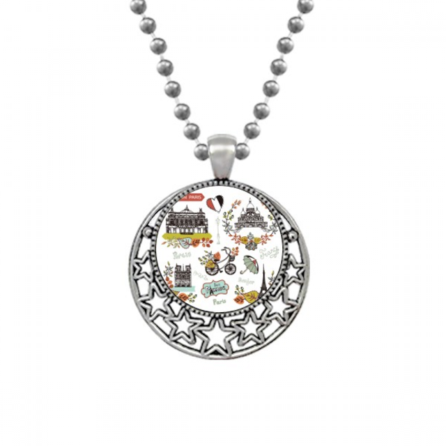 Autumn Eiffel Paris France Graffiti Necklaces Pendant Retro Moon Stars Jewelry