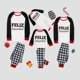 thumbnail image 1 of Conjunto de pijamas familiares a juego de Navidad, diseño exclusivo, luces de cadena coloridas, WordArt, Feliz Navidad, blanco, 1 of 3