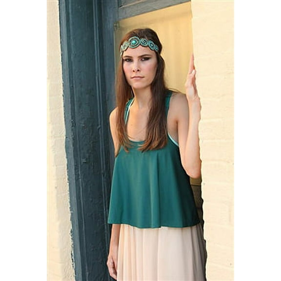 Turquoise Blue and Cream Stone Beaded Headband Elastic Stretch Headwrap with Style Guide 20 Differnt Ways to Wear by LAC Beauty