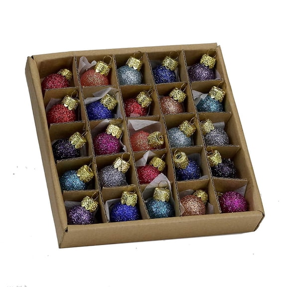 Kurt S. Adler Glitter Glass Ball Ornaments, 25 Piece Set, 0.78-Inch