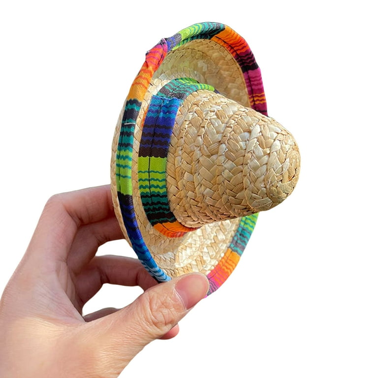 Multicolor Mexican Straw Hat - Festive Sombrero Paja Mexicano 51 Cm /  20.07