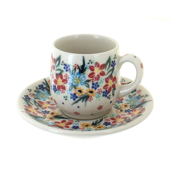 Blue Rose Polish Pottery Tara Espresso Cup & Saucer