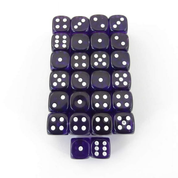 Purple Translucent Dice with White Pips D6 12mm (1/2in) Pack of 50 Wondertrail
