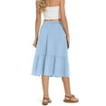 thumbnail image 3 of Women's Boho Flowy Midi Elastic High Waist Retro Pleated A-Line Flared Below Knee Skirts with Pocket, 3 of 6