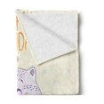 thumbnail image 2 of Birthday Soft Flannel Fleece Throw Blanket, Happy Cat and Bird Meadow Flowers Bouquet Corsage Positive, Cozy Plush for Indoor and Outdoor Use, 50" x 70", Pale Yellow Lilac Orange, by Ambesonne, 2 of 5