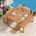 thumbnail image 4 of LEHOME Acacia Wood Outdoor Bench Backless, 2-Person Wood Patio Bench with Slatted Seat, Outdoor Backless Dining Bench for Backyard, Poolside, Porch (43.5"), 4 of 8