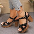 thumbnail image 2 of Sandals for Women Platform Lug Sole Ankle Strap Heels Comfortbale Arch Support Orthopedic Shoes Bridal Wedding Party Dress Shoes Black Size 9.5, 2 of 6