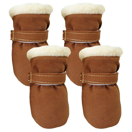 TELOLY 4Pcs Dog Shoes Flexible Design Dog Boots Soft Feel Dog Winter Boots Brown XL