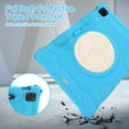 thumbnail image 3 of Case for Apple iPad Pro 11 5th 4th 3rd 2nd 1st Gen/ iPad Air 11 2024 M2/Air 4 5, Soft Silicone Drop Protection Rotating Kickstand with Shoulder Strap Pencil Holder Kids Friendly Lightweight, Skyblue, 3 of 6