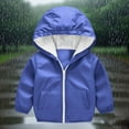 thumbnail image 2 of ZACPNCV Little Girls Boys Rain Jacket Kids Raincoat Waterproof Hooded Rain Jackets Lightweight Outerwear for Zip Blue 12-13 Years, 2 of 8