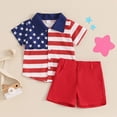 thumbnail image 3 of HCNTES Newborn Infant Girl Boy Independence Day Short Sleeve Prints T Shirt Tops + Shorts Set Toddler Boys Girls Summer Outfits 6 12 18 Months 2T 3T(F02-Red,6-12 Months), 3 of 9