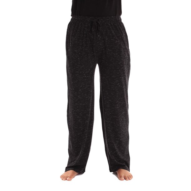 At The Buzzer Mens Pajama Pant Jersey Knit Sleep Pant (Black Marled, 3XLarge)