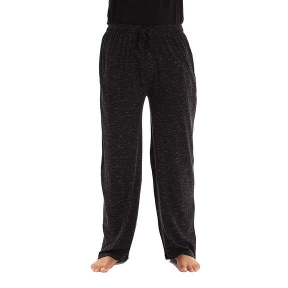 At The Buzzer Mens Pajama Pant – Jersey Knit Sleep Pant (Black Marled, Small)