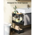 thumbnail image 3 of Slim Storage Cart with Wheels - 3 Tier Bathroom Organizer Rolling Cart for Kitchen, Laundry Room, Narrow Spaces, Black, 3 of 8