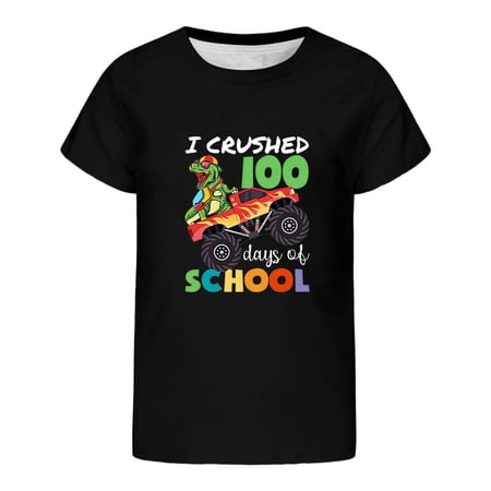 XIYON Girl s T Shirts Girls Graphic Short Sleeve Tee For Back To School Soft Casual Top With Cute Print Crew Neck Comfortable Everyday Shirt Comfortable Tee Shirt 1-2 Years