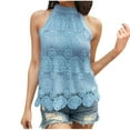 thumbnail image 1 of Mrat Débardeurs de Yoga Débardeurs pour Femmes T-shirts d'Été Col Rond Sans Manches Blouses Décontractées Amples Débardeurs de Yoga pour Femmes P-346 Bleu Clair G, 1 of 7