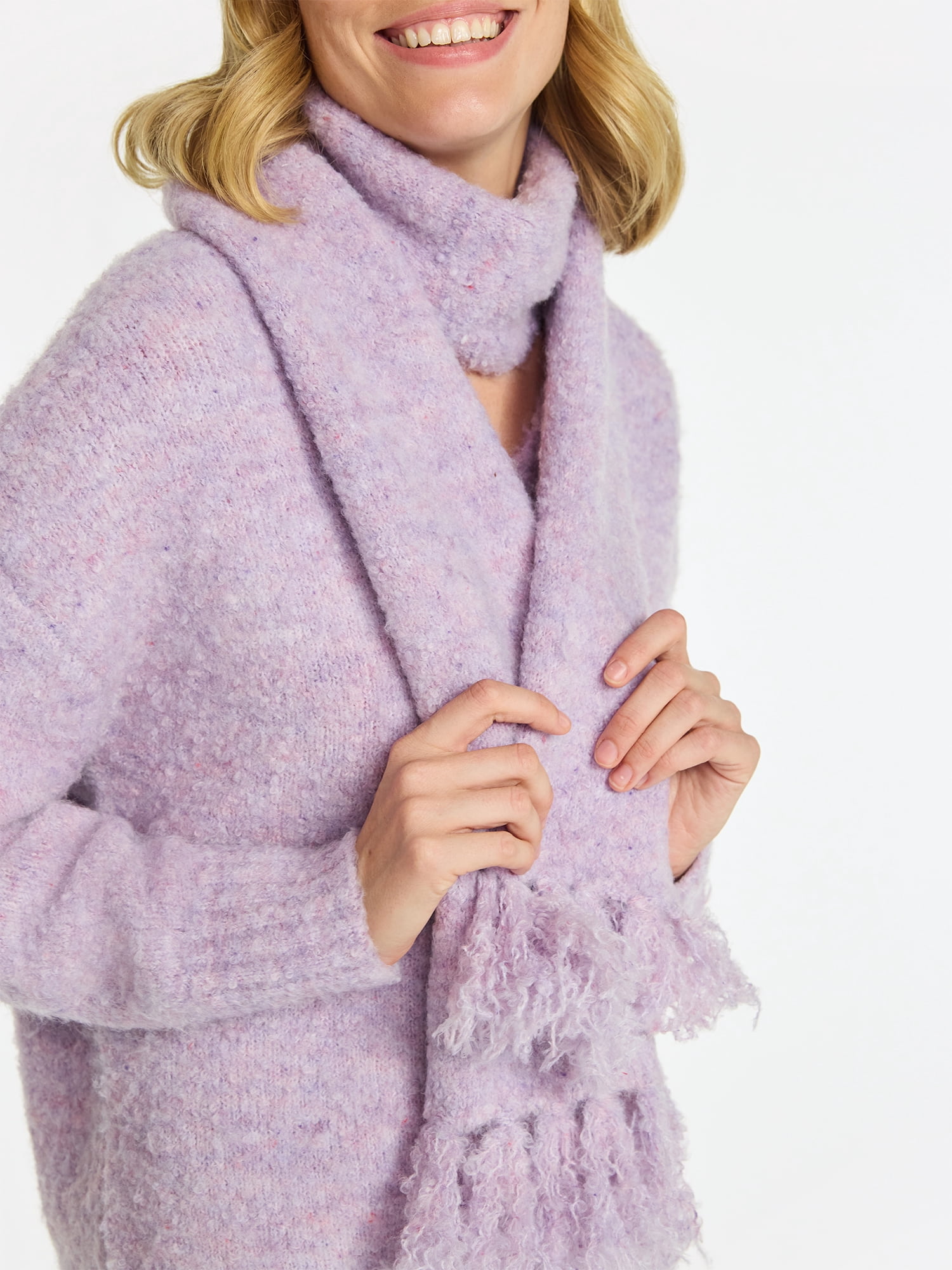 99 Jane Street Women's and Women's Plus Boucle Sweater and Scarf Set, Midweight, 2-Piece, Sizes XS-4X