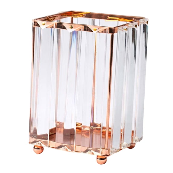 Crystal Makeup Brush Cylinder, Multi Functional Container Desktop Storage Barrel for Pencil Pen Jewelry Perfumes Bedroom Bathroom ,