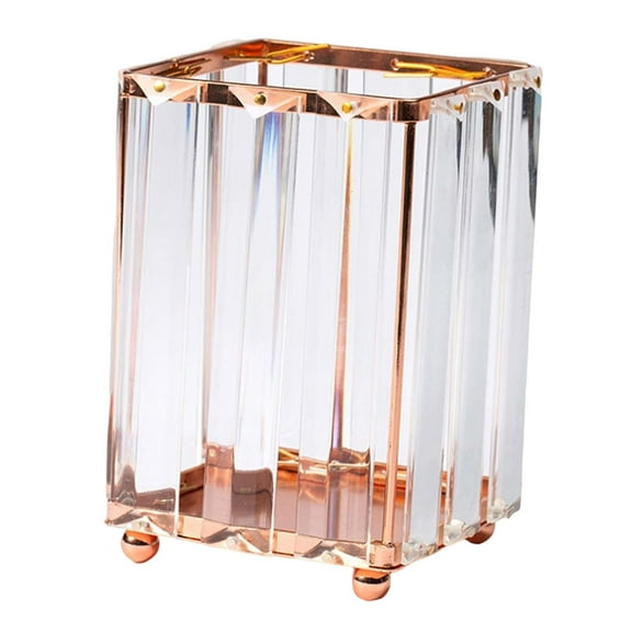 Crystal Makeup Brush Cylinder, Multi Functional Container Desktop Storage Barrel for Pencil Pen Jewelry Perfumes Bedroom Bathroom ,